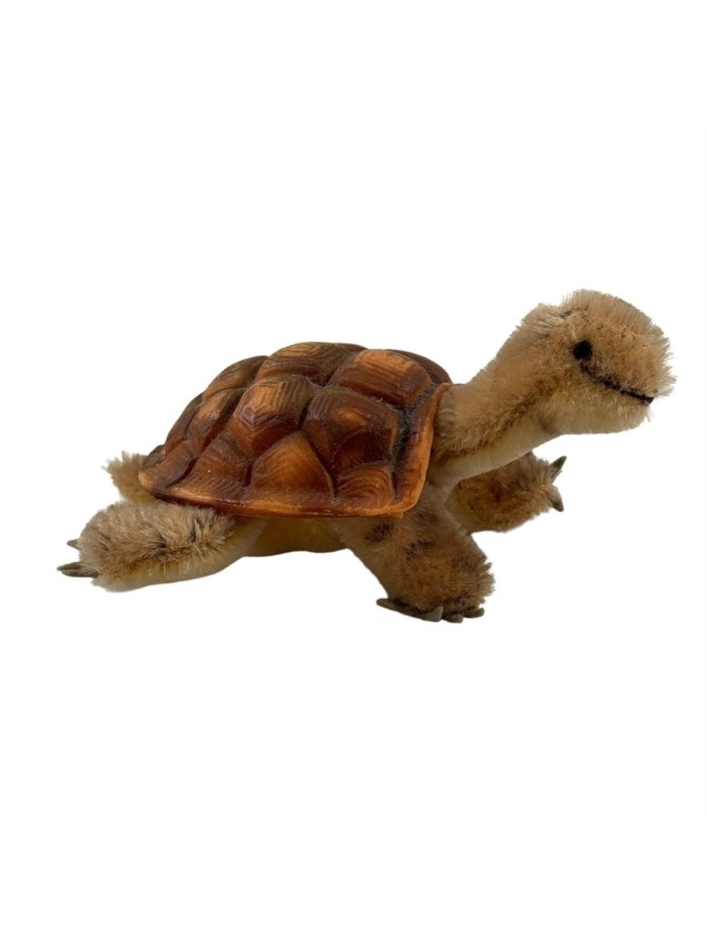 Steiff Plush Slo Turtle with Button Mohair Stuffed Animal Germany Vintage 1960s